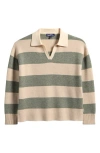 Freshman Kids' Stripe Johnny Collar Rugby Sweater In Neutral