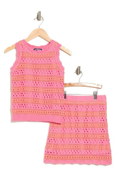 Freshman Kids' Stripe Knit Tank & Skirt Set In Pink