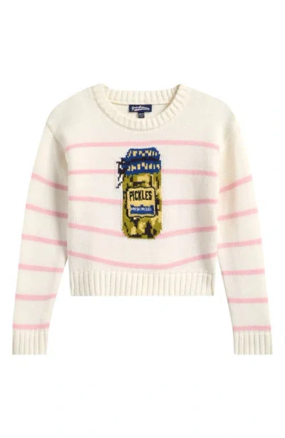 Freshman Kids' Stripe Pickles Graphic Sweater In Neutral