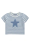Freshman Kids' Stripe Star Short Sleeve Sweater In Blue