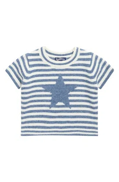 Freshman Kids' Stripe Star Short Sleeve Sweater In Blue