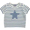 Freshman Kids' Stripe Star Short Sleeve Sweater In Blue