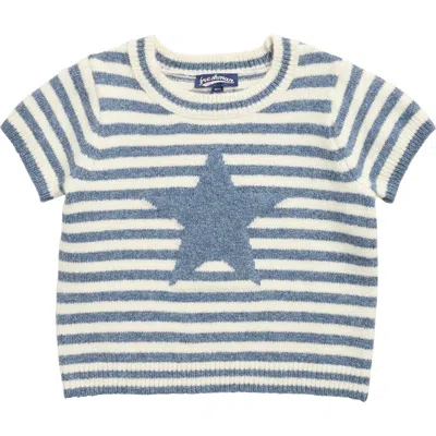 Freshman Kids' Stripe Star Short Sleeve Sweater In Blue