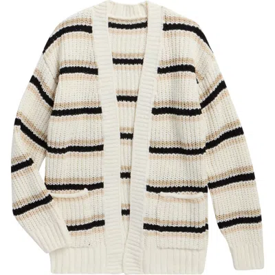 Freshman Kids' Striped Open Front Cardigan In Neutral