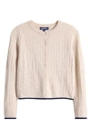 Freshman Kids' Tipped Cable Knit Cardigan In Neutral