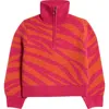 Freshman Kids' Zebra Stripe Quarter Zip Sweater In Pink