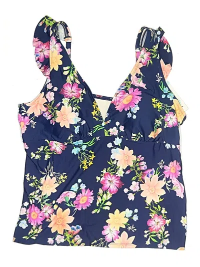 Pre-owned Freshwater Swimsuit Top Blue Floral Pattern Swimwear