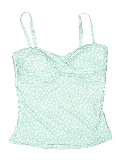 Pre-owned Freshwater Swimsuit Top Green Polka Dots Pattern Swimwear