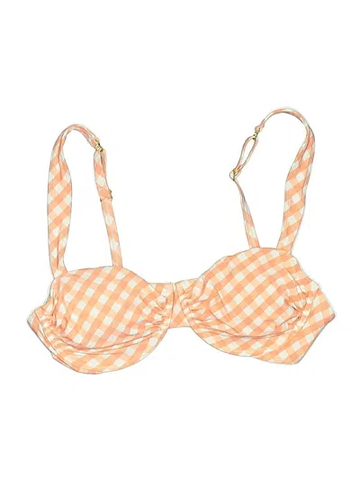 Pre-owned Freshwater Swimsuit Top Orange Checkered/gingham Pattern Swimwear