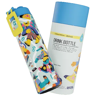 Fressko Move 660ml/22oz Drink Bottle, Ceramic - Brolga In Brown