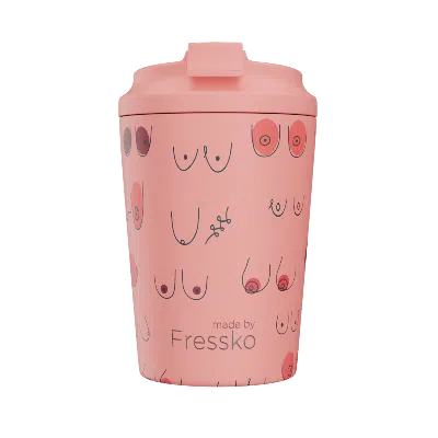 Fressko Pink / Purple , Camino Reusable Coffee Cup, Ceramic, Boobie Peachy In Multi