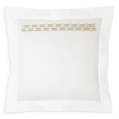 Frette Basketweave Embroidery Sham, Euro In White