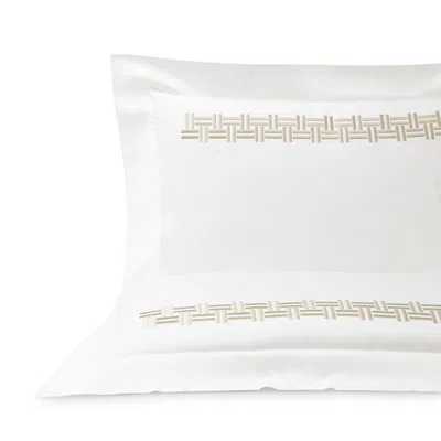 Frette Basketweave Embroidery Sham, Standard In Tranquil Green/beige