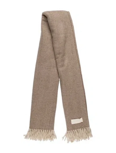 Pre-owned Frette Cashmere Tweed Pattern Scarf In Neutrals