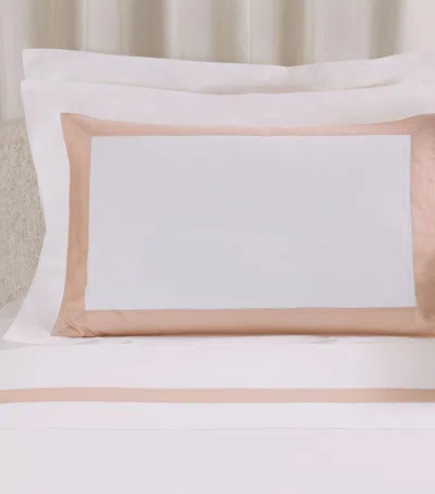 Frette Cotton Breeze Border Oxford Pillowcase In Pink