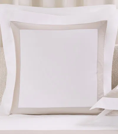 Frette Cotton Breeze Border Square Pillowcase In Gray