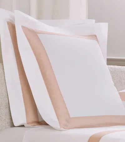 Frette Cotton Breeze Border Square Pillowcase In Pink