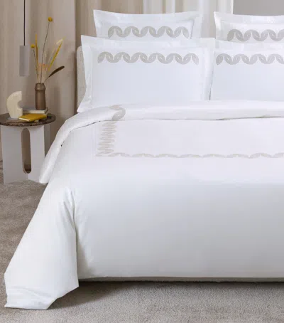 Frette Cotton Grace Avant Garde Embroidery Queen Duvet Cover In White