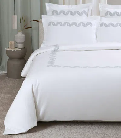 Frette Cotton Grace Avant Garde Embroidery Queen Duvet Cover In White