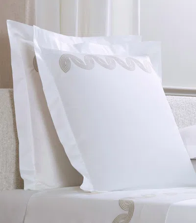 Frette Cotton Grace Avant Garde Embroidery Square Pillowcase In White