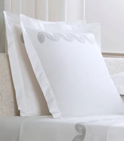 Frette Cotton Grace Avant Garde Embroidery Square Pillowcase In White