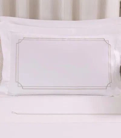 Frette Cotton Layering Embroidery Oxford Pillowcase In Sand