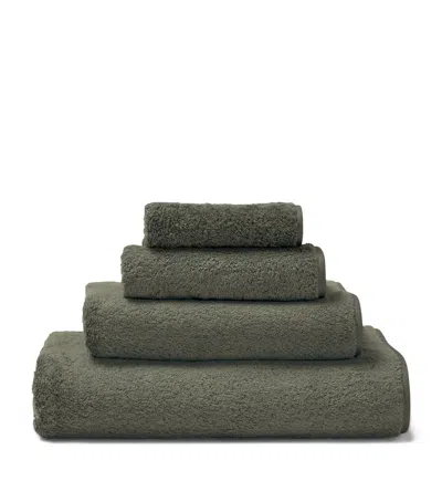 Frette Cotton Unito Wash Cloth In Green