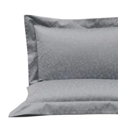 Frette Cotton-silk Avant Garde Jacquard Oxford Pillowcase In Gray