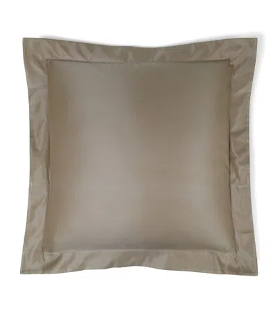 Frette Cotton-silk Oblique Jacquard Square Pillowcase In Brown