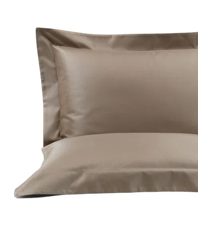 Frette Cotton-silk Oblique Jacquard Square Pillowcase In Brown