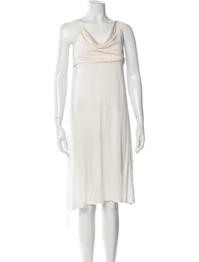 Pre-owned Frette Cowl Neck Midi Length Dress In Neutrals