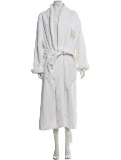 Pre-owned Frette Embroidered Accent Robe In White