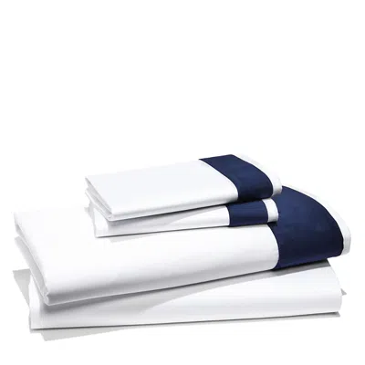 Frette Flying Sateen Sheet Set, Queen - Exclusive In White/deep Blue
