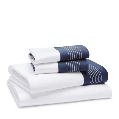Frette Hotel Porto Sheet Set, King In White/deep Blue