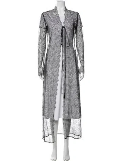 Pre-owned Frette Lace Pattern Robe In Grey