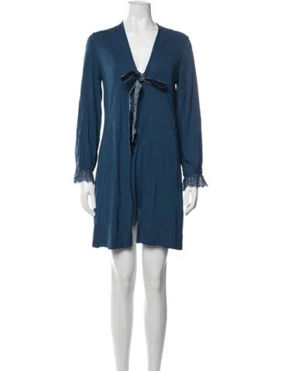 Pre-owned Frette Lace Trim Embellishment Lounge Set In Blue