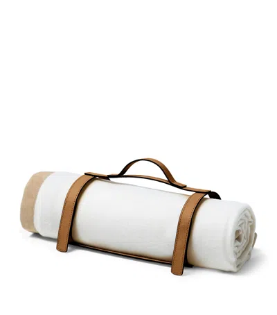 Frette Leather Otello Throw Holder In White