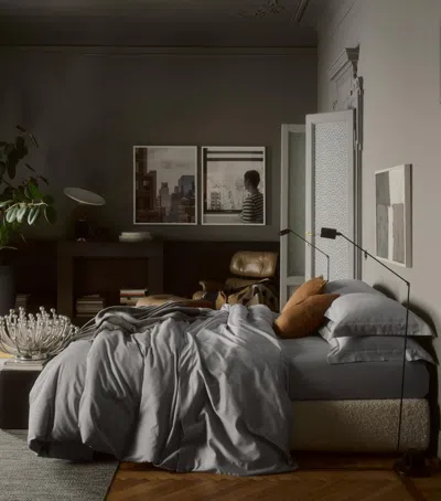Frette Leisure Twill Square Pillowcase In Gray