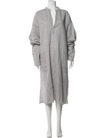 Pre-owned Frette Linen Long Dress W/ Tags In Grey
