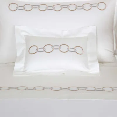 Frette Links Embroidery Boudoir Sham In Savage Beige/scoglio