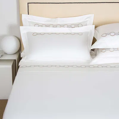 Frette Links Embroidery King Sham In Savage Beige/scoglio