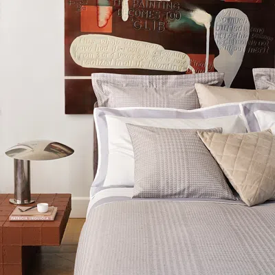 Frette Pied De Poule Arredo Decorative Cushion - Exclusive In Grey/beige