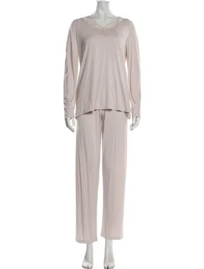 Pre-owned Frette Silk Lace Trim Embellishment Pant Set W/ Tags In Pink
