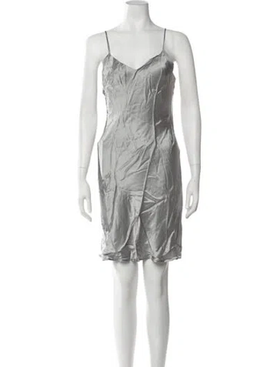 Pre-owned Frette Silk Mini Dress In Grey/silver