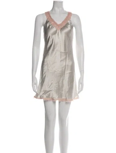 Pre-owned Frette Silk Mini Dress In Neutrals