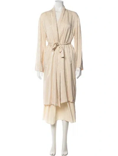 Pre-owned Frette Silk Paisley Print Robe In Neutrals