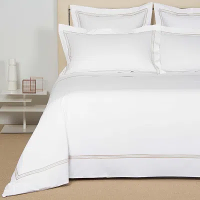 Frette Triplo Popeline Duvet Cover, King In White/savage Beige