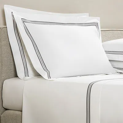 Frette Triplo Poplin Bedset, California King In White/slate Gray