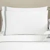 Frette Triplo Poplin Pillowcase, Standard In White/slate Gray