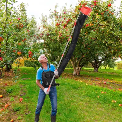 Frey Orchad 13.43ft High Reach Fruit Picker Pole With Harvest Bag Heavy Duty Fruit Picking Tool With Basket Funn In Black